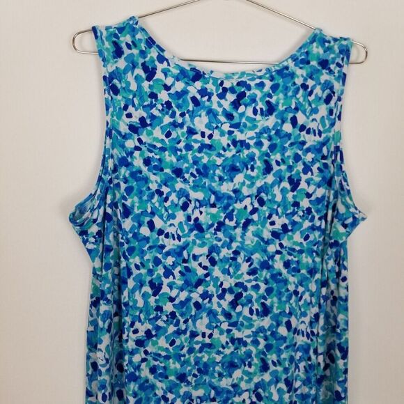 Susan Graver Women Plus Liquid Knit Sleeveless Midi Dress Sz 2X Blue Travel - Picture 5 of 8